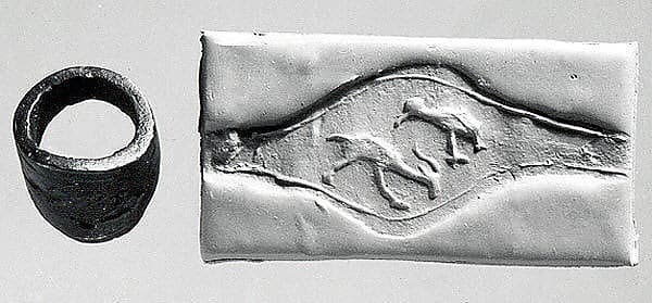 Seal ring: bird above a horned animal