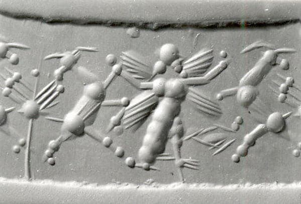 Cylinder seal with three-figure contest scene