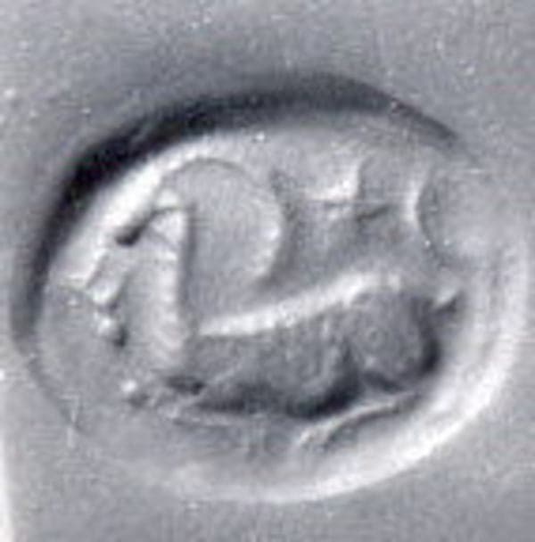 Stamp seal (scaraboid) with animal and divine symbols