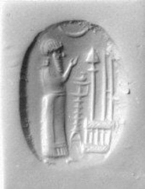 Stamp seal (oval conoid) with cultic scene