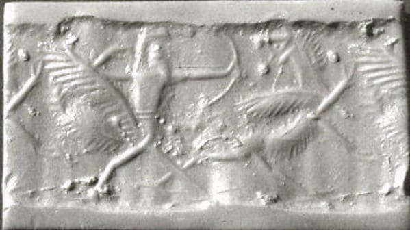 Cylinder seal with monster contest scene