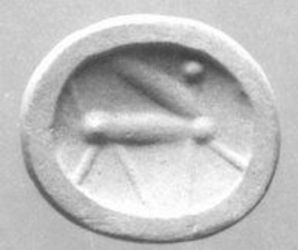 Stamp seal (scaraboid with pointed top) with monster