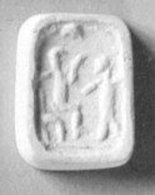 Stamp seal (octagonal pyramid) with cultic scene