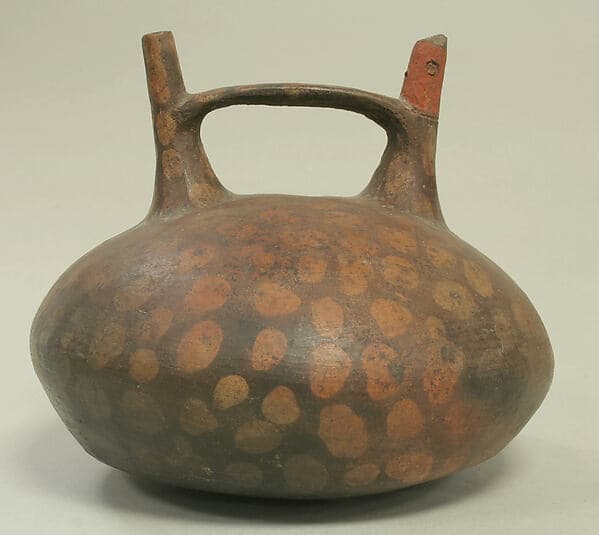 Double Spout and Bridge Bottle with Bird