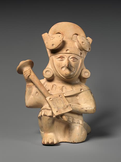 Stirrup-spout bottle with bird warrior, by Moche artist(s)