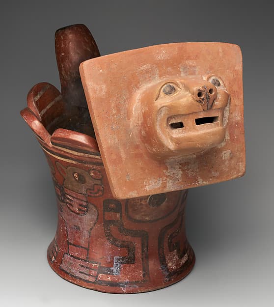 Incense burner with feline head, by Tiwanaku artist(s)