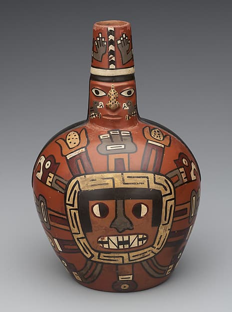 Bottle with deity, by Wari artist(s)