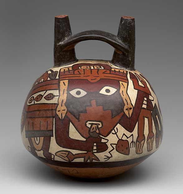 Bottle with masked figure, by Nasca artist(s)