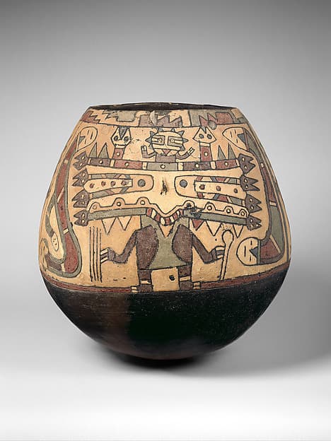 Neckless jar with complex scene, by Paracas artist(s)