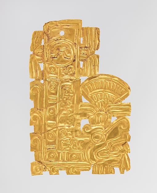 Feathered serpent ornament, by Mexica or Mixtec (Ñuu Savi) artists