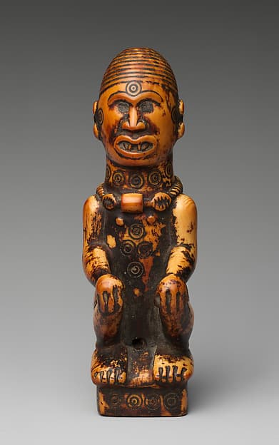 Staff finial with seated woman, by "Master of the Frontal Concentric Circles"