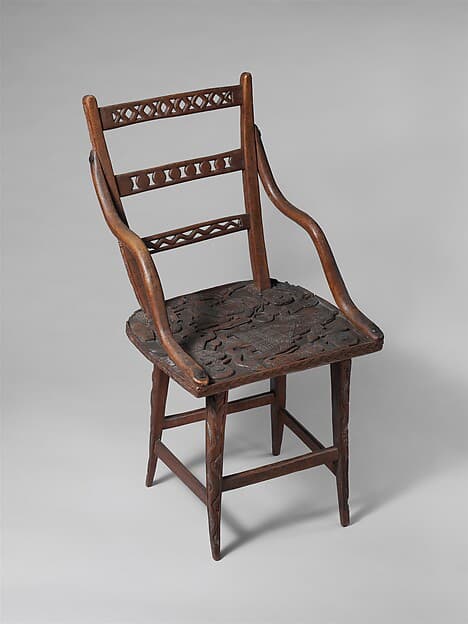 Chair, by Omada (sword bearer and wood carver) association member(s)
