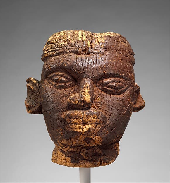 Head from a slit drum, by Grassfields artist