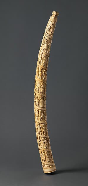 Tusk with figurative relief, by Vili-Kongo artist(s)