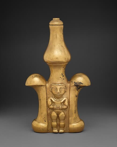 Poporo (lime container) with female figures, by Quimbaya artist(s)