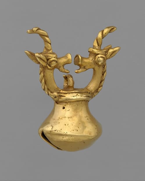 Double animal-head bell, by Chiriquí artist(s)