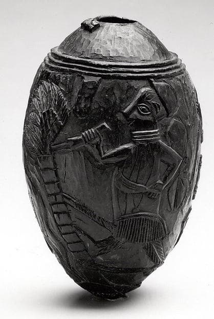 Vessel, by Omada (sword bearer and wood carver) association member(s)