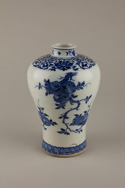 Meiping vase with peach, pomegranade, and fingered citron