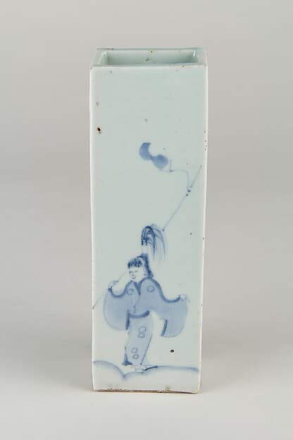 Hanging Flower Holder (Hanaire) with Woman Holding a Flag