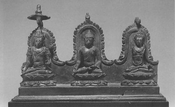 The Transcendent Buddha Ratnasambhava Flanked by Two Bodhisattvas