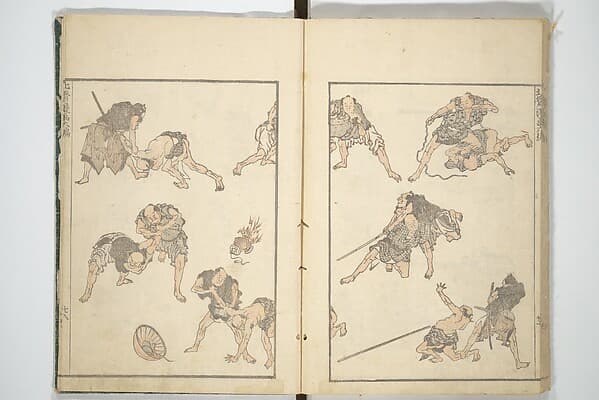 Transmitting the Spirit, Revealing the Form of Things, Volume 1 to 15 of Hokusai Sketchbooks (Denshin kaishu: Hokusai manga, shohen–jugohen) 伝神開手北斎漫画 初編-十五編, by Katsushika Hokusai 葛飾北斎