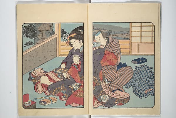 Volume 3 of Unknown Erotic (Shunga) Set (Tōsei komonchō), by Utagawa Kuniyoshi 歌川國芳