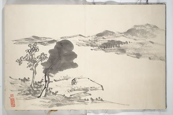 Untitled Picture Album of Fifteen Ink Paintings 對山先生山水画譜(たいざん せんせい さんすいがふ), by Hine Taizan 日根對山