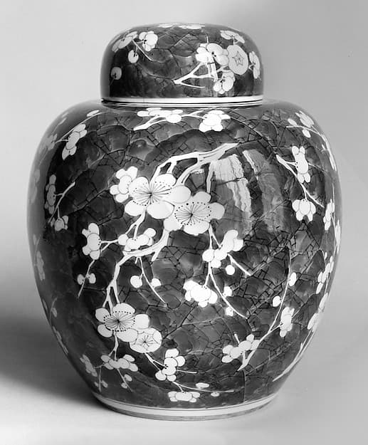 Covered jar with plum blossoms