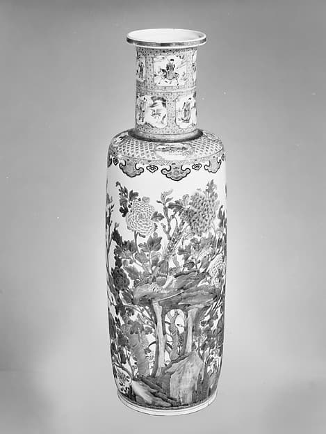 Vase with birds and flowers