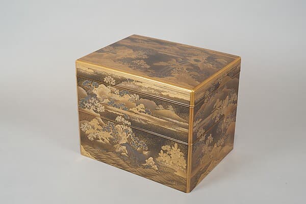 Box for Incense Utensils with Cherry Blossoms in a Landscape