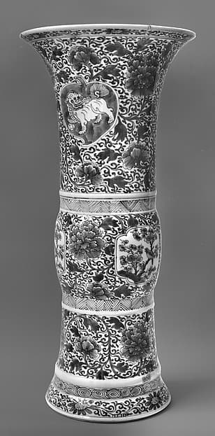 Vase with lion, elephant, and qilin