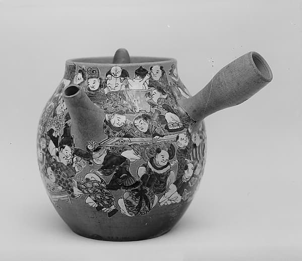 Sencha Teapot (Kyūsu) with Chinese Children Engaged in Literati Activities, by Ogata Shuhei