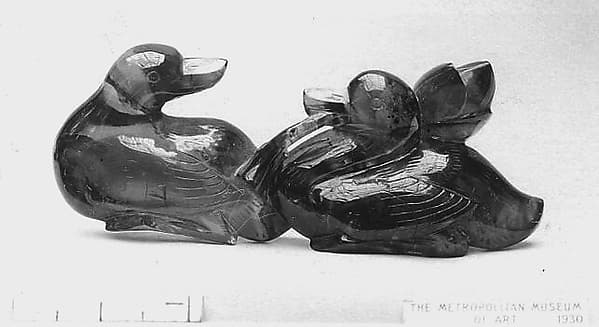 Pair of Mandarin Ducks Swimming