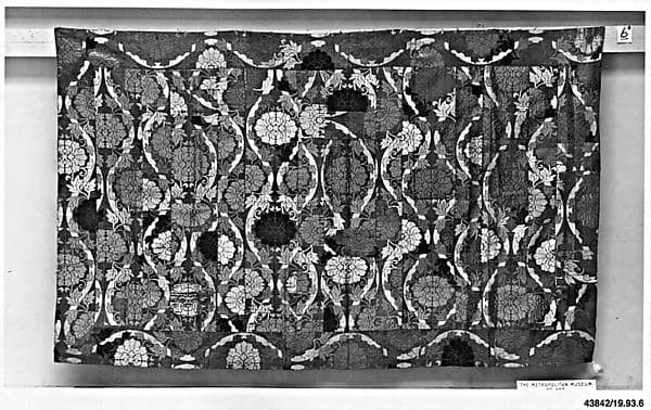 Seven-Panel Buddhist Monk’s Vestment (Shichijō kesa) with Peony Patterns in Undulating Columns