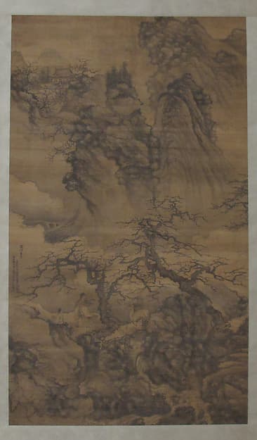 Spring Landscape with Plum Blossoms, Scholar and Deer, by Xie Shichen