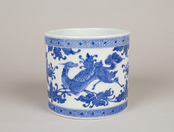 Firepot with Kirin (Mythical Chimera) amid Flowers