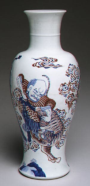 Vase with Buddhist figures