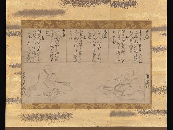 The Poets Henjō and Jichin, from Stylus-Illustrated Competition of Poets of Different Periods (Mokuhitsu jidai fudō uta awase-e), by Unidentified artist