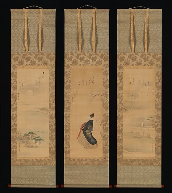 Snow, Moon, and Cherry Blossoms (Yoshiwara in Three Seasons), by Chōbunsai Eishi