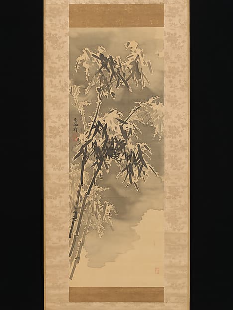 Bamboo and Rock in Snow, by Kuwayama Gyokushū