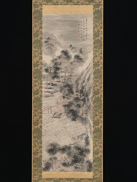Rainstorm over a River Village, by Tanomura Chikuden