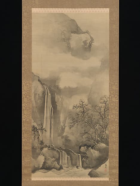 Landscape with Waterfall, by Tani Bunchō