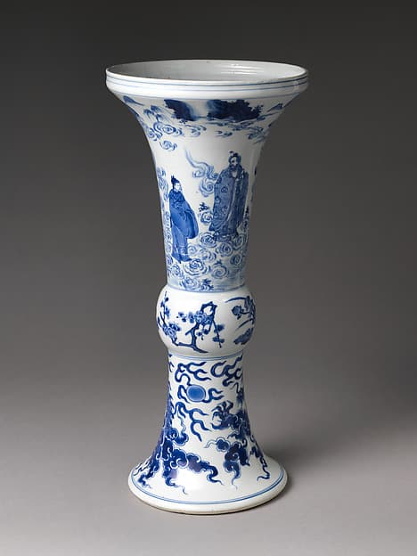 Vase with Daoist immortals, flower sprays, and dragons