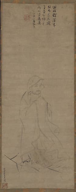 Bodhidharma crossing the Yangzi River on a reed, by Li Yaofu