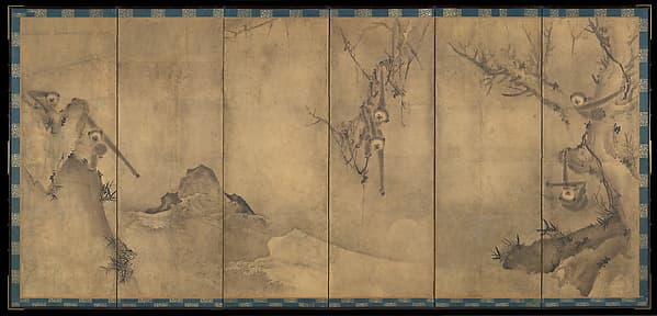 Gibbons in a Landscape, by Sesson Shūkei 雪村周継