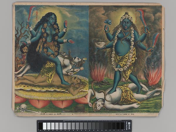 Diptych of Kali / Tara, wrathful protectors, by Calcutta Art Studio