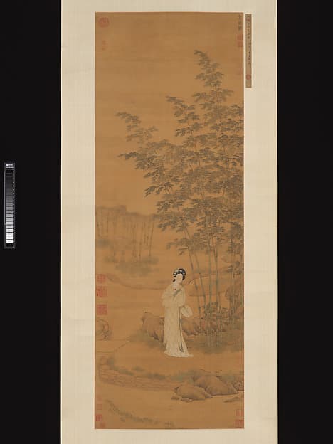 Lady in a bamboo grove, by Qiu Ying