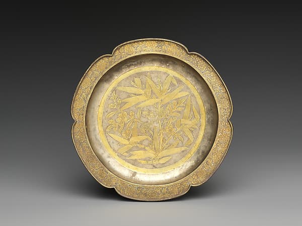 Service vessel with bamboo, plum blossoms, butterflies, and birds
