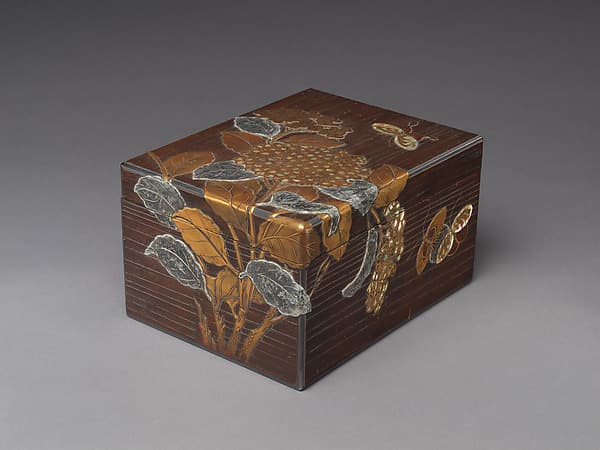 Document Box (Ryōshibako) with Hydrangeas and Butterflies, by Nagata Yūji