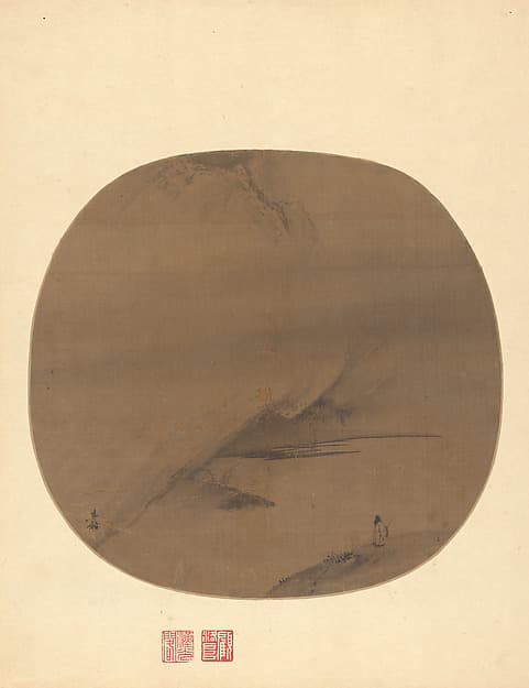 Poet strolling by a marshy bank, by Liang Kai